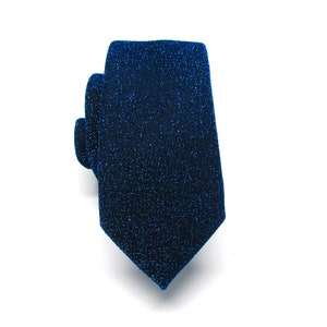 Mens Ties. Necktie Metallic Bling Royal Blue Lamé Narrow Tie with Matching Pocket Square Set