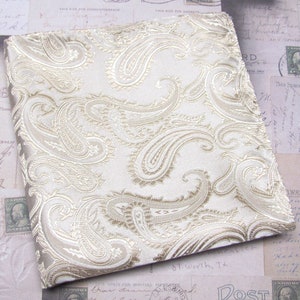 Pocket Square Honey Cream Beige Tan Paisley Hanky Handkerchief