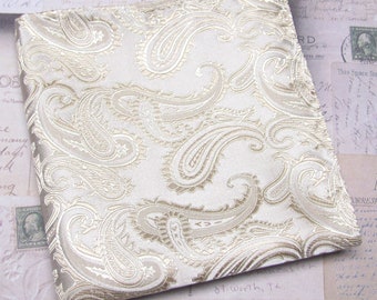 Pocket Square Honey Cream Beige Tan Paisley Hanky Handkerchief