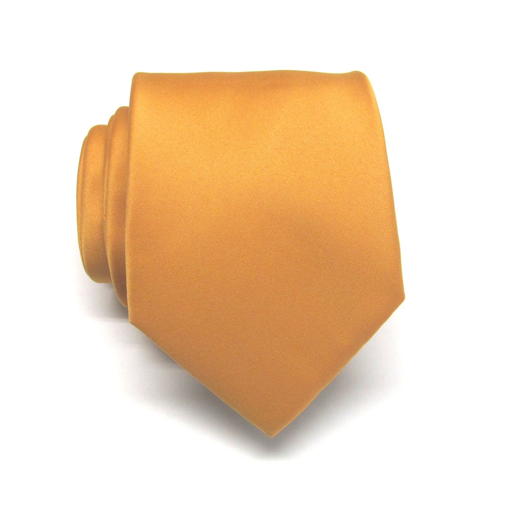 Butterscotch Gold Mens Tie With Matching Pocket Square. Neckties With
