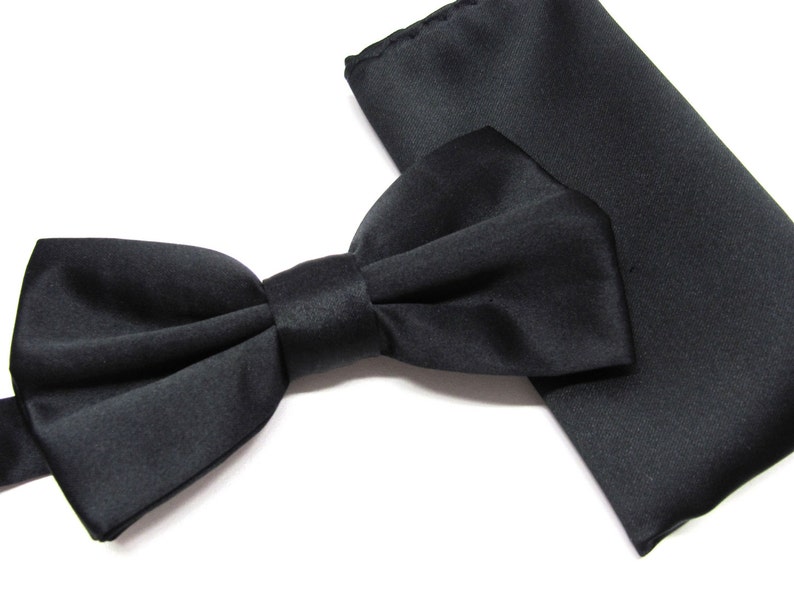 Mens Bowtie. Black Bowtie With Matching Pocket Square Option - Etsy