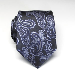 Mens Tie Black Lavender Purple Paisley Mens Necktie With Matching Pocket Square Option