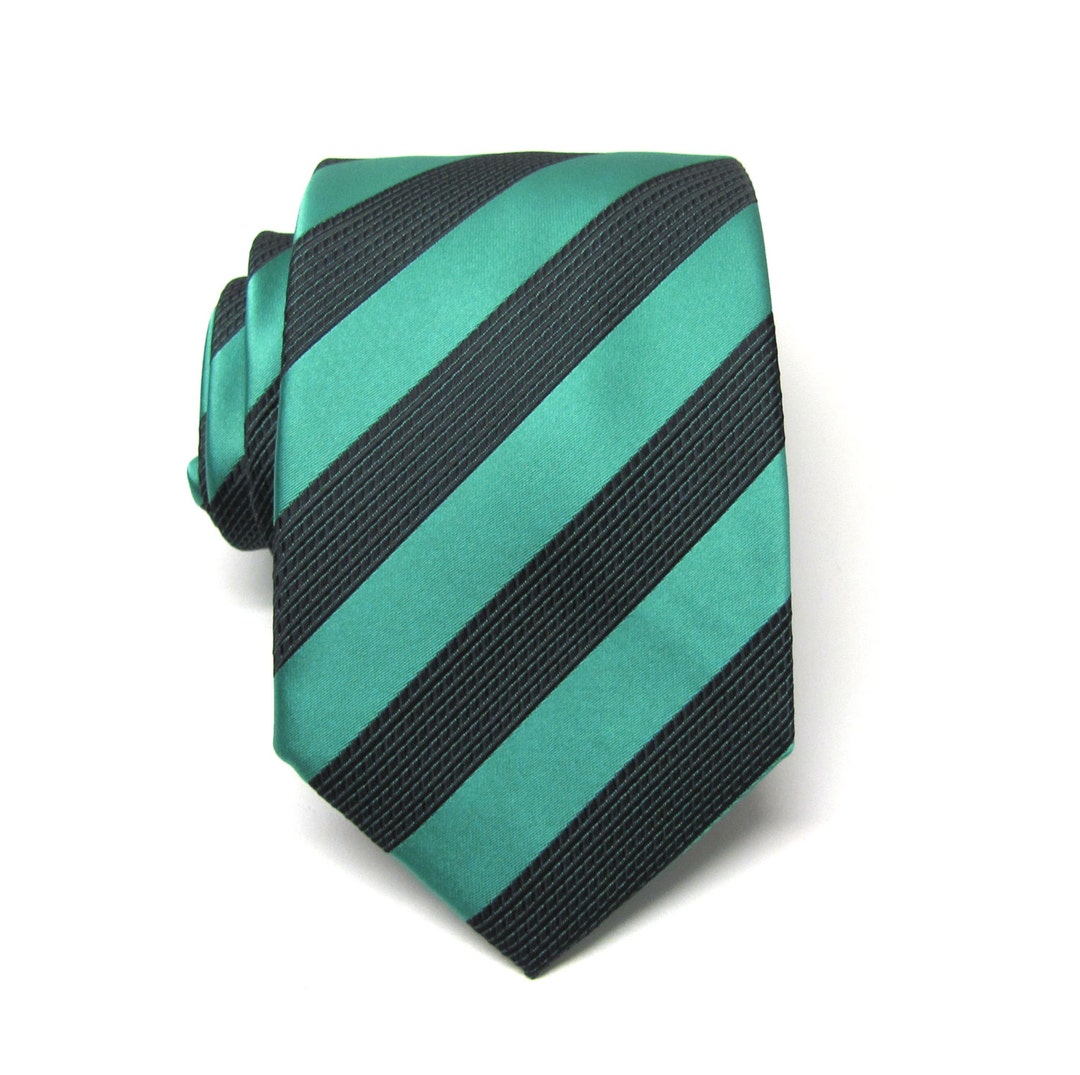 Mens Tie Green and Black Stripes Necktie - Etsy