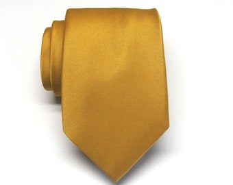 Mustard Yellow Mens Necktie With Matching Pocket Square Option