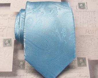 Necktie Light Blue Paisley Mens Tie
