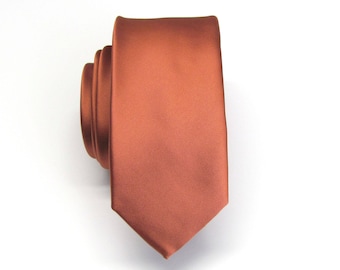 Copper Rust Bronze Mens Ties With Matching Pocket Square Handkerchief Option Copper Brown Skinny Tie Inspired by David&#39;s Bridal&#39; Cinnamon