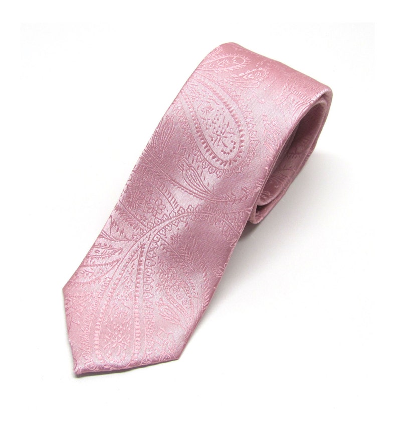 Men's Tie. Dusty Rose Pink Paisley Mens Skinny Necktie Etsy