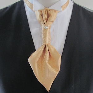 Herren Dusty Gold Paisley Ascot Cravat Pre Tied Herren Ascot mit Crystal Stick Pin Formal Ascot