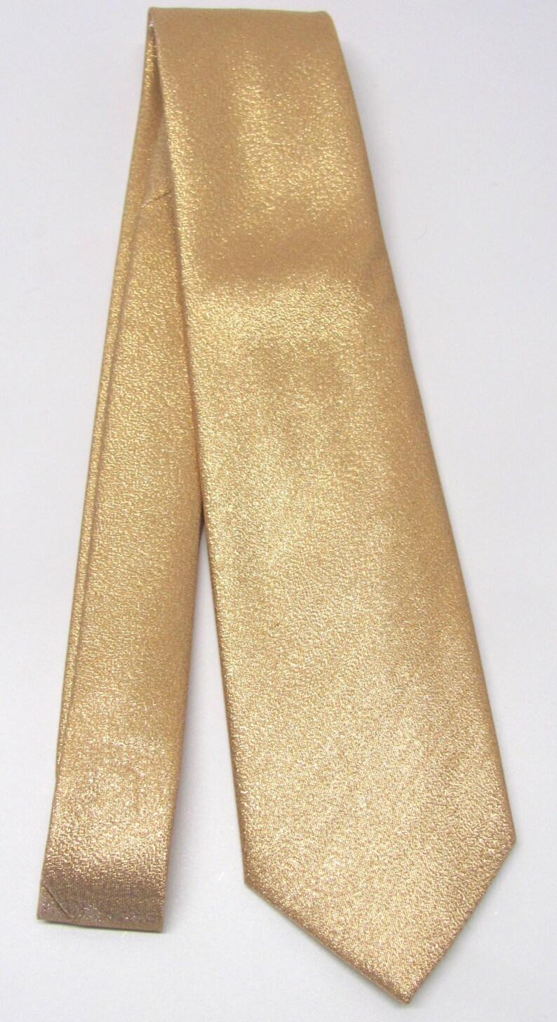 Mens Ties. Necktie Lamé Gold Metallic Tie With Matching Pocket Etsy