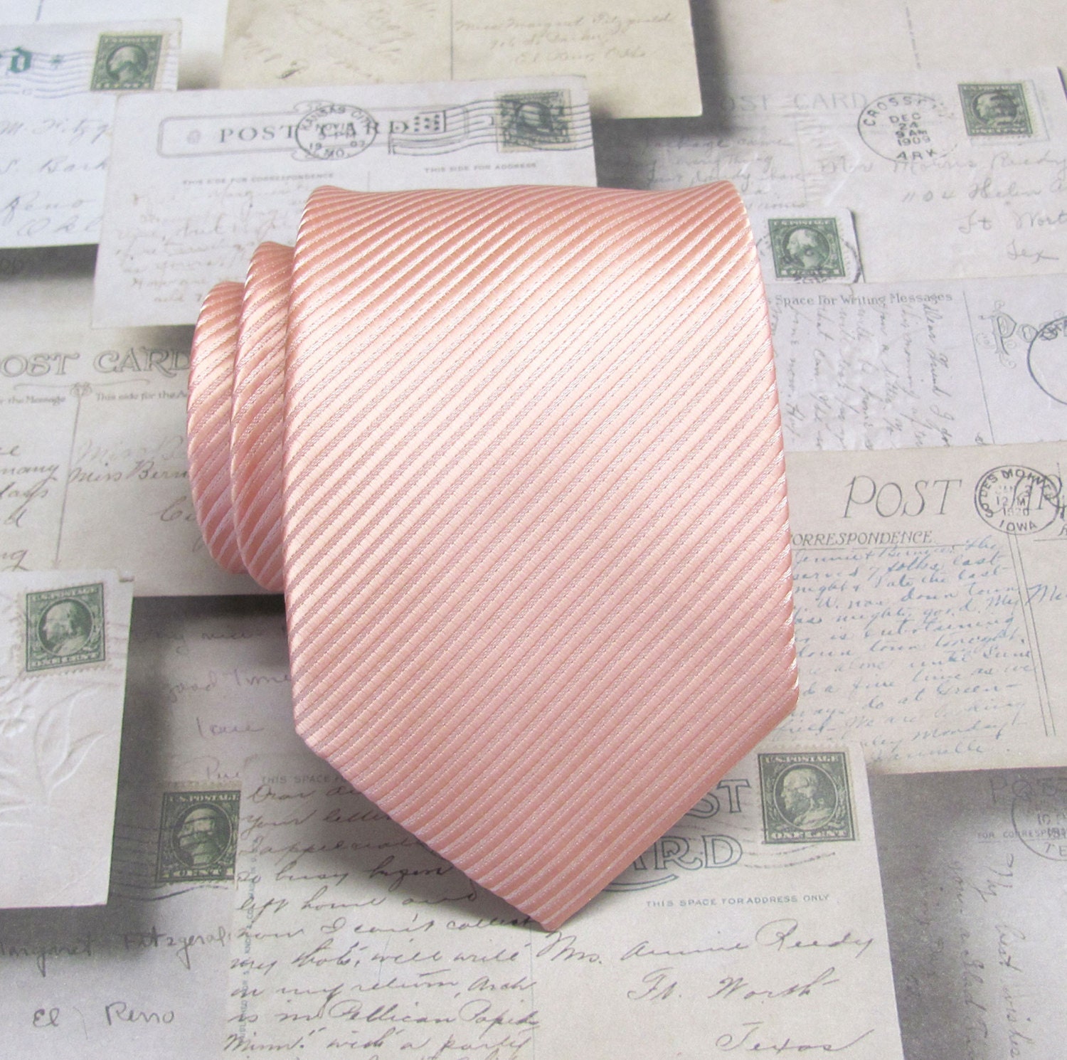 Peach Ties. Mens Tie. Light Peach Stripes Necktie With Etsy