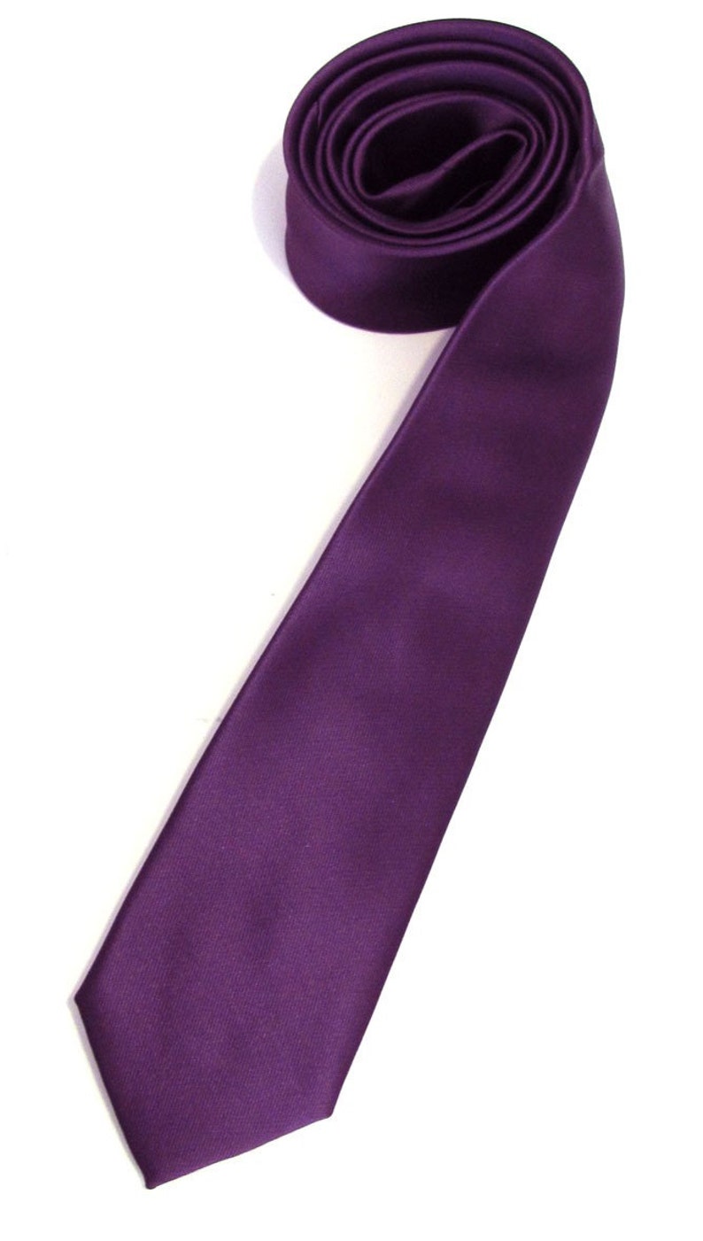 Necktie Eggplant Purple Skinny Silk Mens Tie With Matching Etsy