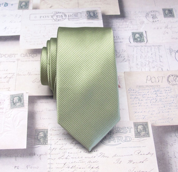 Sage Striped Satin Skinny Necktie Sage Striped Satin Skinny Necktie