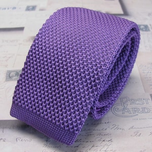 Knit Tie Purple Silk Knitted Mens Necktie