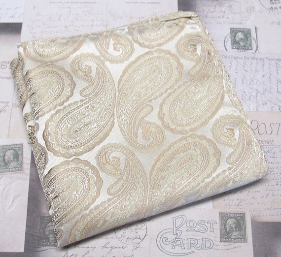 Rich Red and Tan Paisley Handkerchief Pocket Square Hankies Hanky Handkerchief