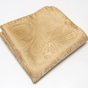 Pocket Squares Silk Dusty Gold Paisley Hanky Handkerchief