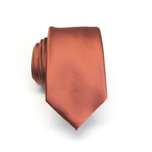 Narrow Copper Rust Brown Ties With Matching Pocket Square Handkerchief Option Inspired by David&#39;s Bridal Cinnamon