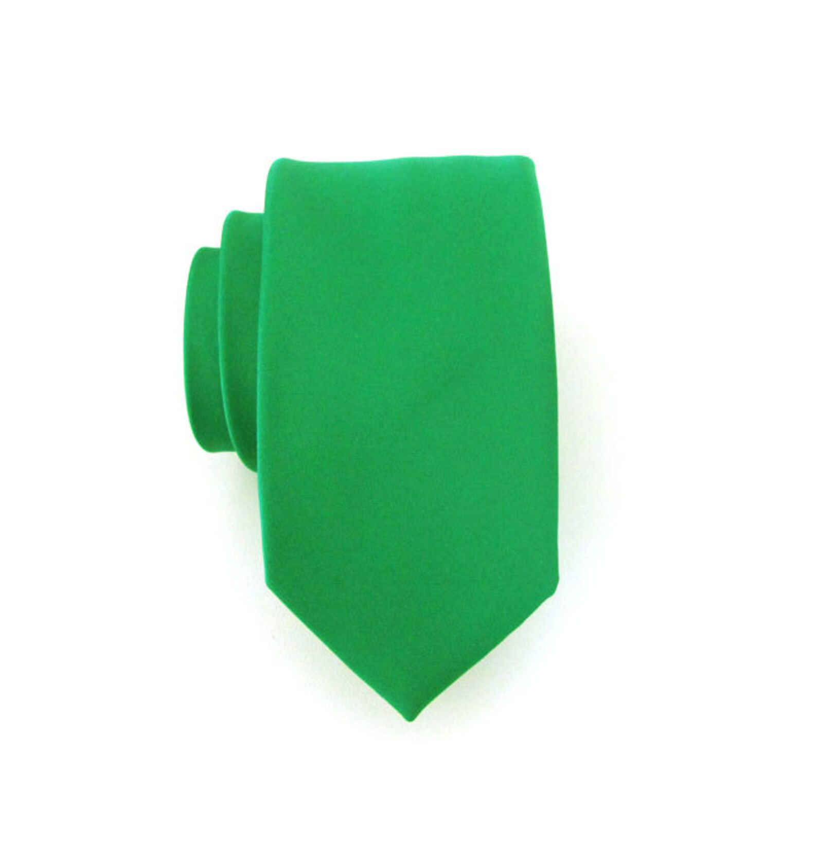 Necktie Kelly Green Skinny Mens Tie With Matching Pocket Etsy