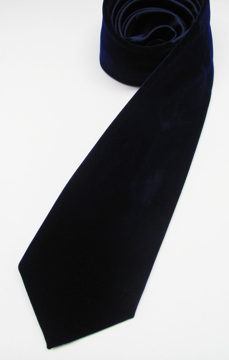 Velvet Mens Ties Navy Blue Velvet Wedding Necktie With Matching Pocket Square Option