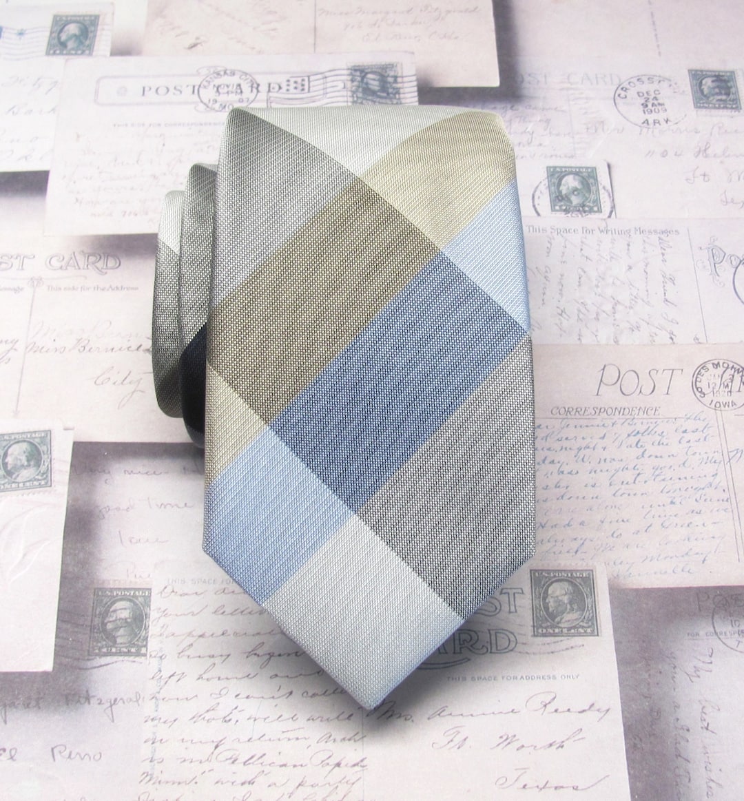 mens blue plaid tie