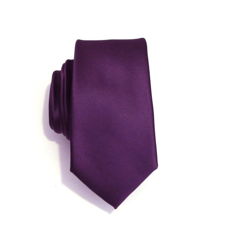 Necktie Eggplant Purple Skinny Silk Mens Tie With Matching Etsy