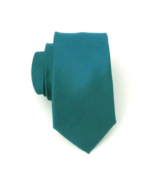 Mens Ties. Teal Skinny Tie Teal Green Tone on Tone Stripe | Etsy