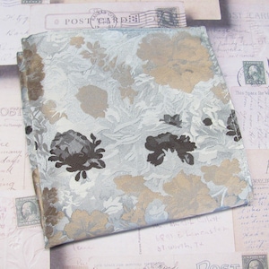 Pocket Square Gray Silver Beige Brown Floral Hanky Handkerchief
