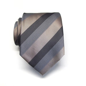 Mens Tie Black Silver Mauve Striped Mens Necktie With Matching Pocket Square Option
