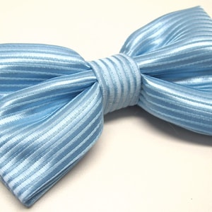 Mens Bowties. Blue Bow tie. Sky Blue Stripes Bowtie With Matching Pocket Square Option