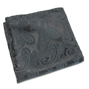 Pocket Squares Charcoal Gray Paisley Hanky Handkerchief