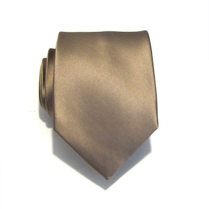 Mens Ties Necktie Taupe Brown Silk Mens Necktie With Matching Pocket Square Option
