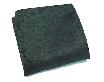 Pocket Square Dark Forest Green Black Floral Hanky Handkerchief