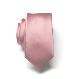 Skinny Pink Tie With Matching Pocket Square Set Mens Tie Dusty Rose Skinny Tie With Matching Pocket Square Handkerchief Option