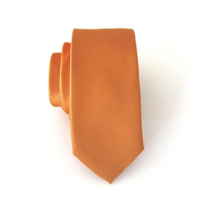 Skinny Tie Copper Yellow Skinny Necktie With Matching Pocket Square Handkerchief Option