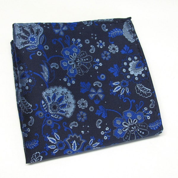 Einstecktuch Navy Blau Royal Blau Floral Einstecktuch