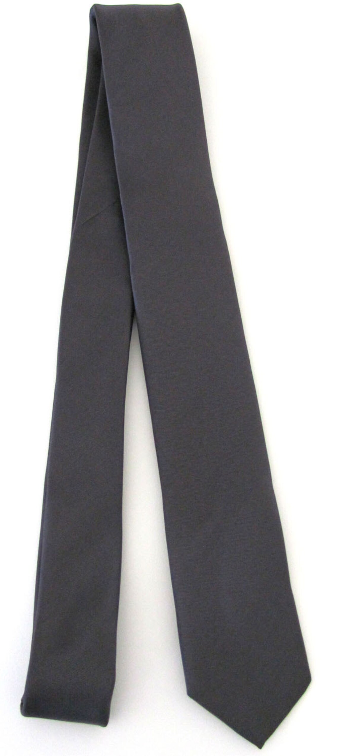 Mens Tie Charcoal Gray Skinny Necktie With Matching Pocket Etsy