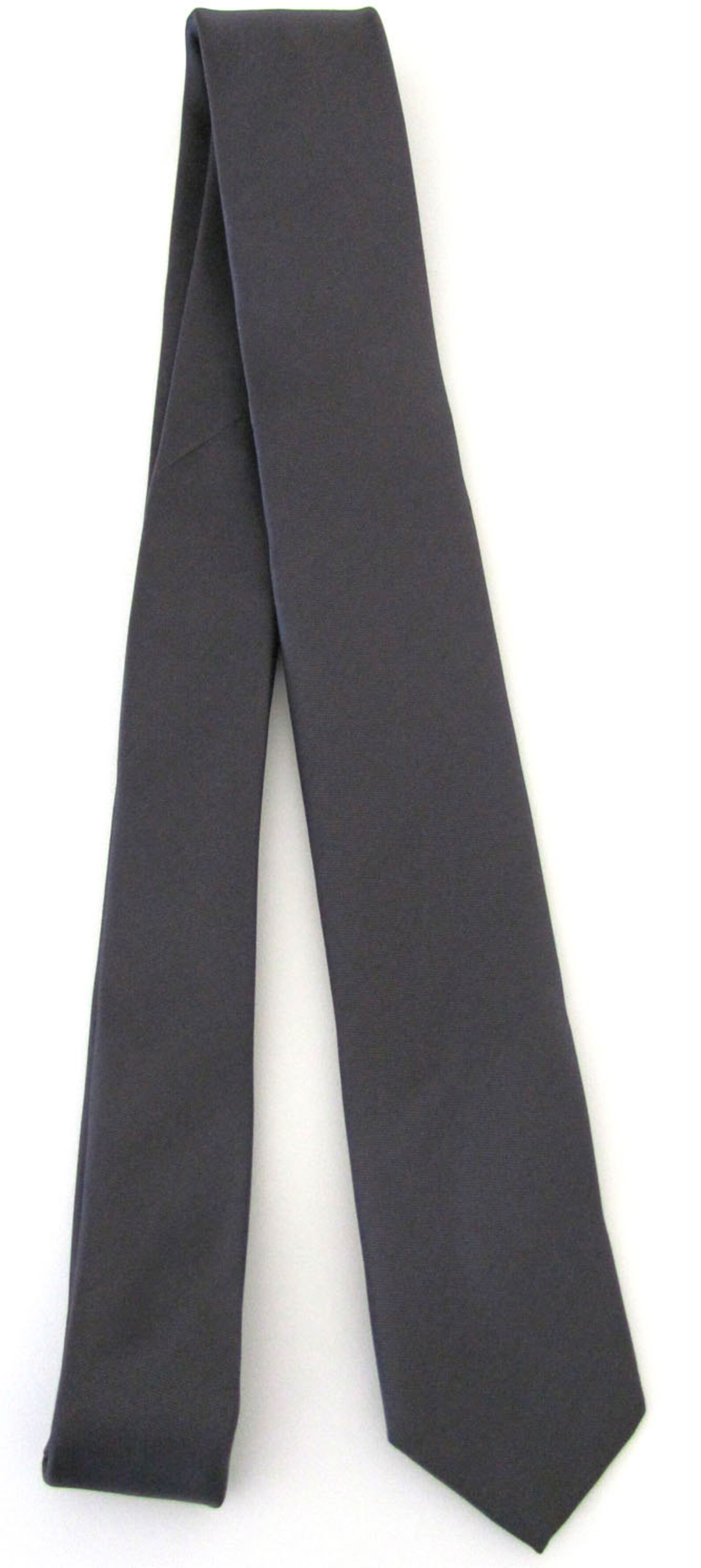 Mens Tie Charcoal Gray Skinny Necktie With Matching Pocket Etsy