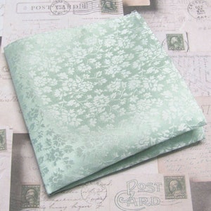 Pocket Square Mint Green Floral  Hanky Handkerchief