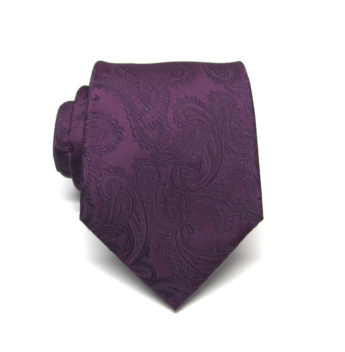 Mens Tie. Eggplant Purple Paisley Silk Mens Tie Etsy