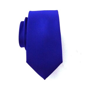 Mens Ties Royal Blue Ultramarine Blue Skinny Silk Necktie With Matching Pocket Square Handkerchief Option