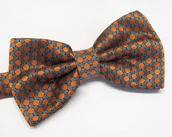 Mens Bowties Orange Gray Blue Polka Dot Bow Ties