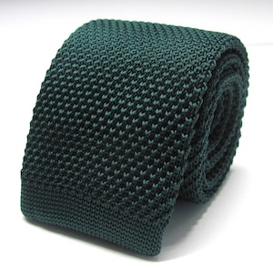 Knit Tie Forest Dark Juniper Green Silk Knitted Mens Necktie