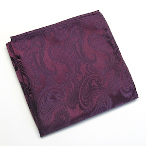 Pocket Squares Silk Eggplant Purple Paisley Hanky