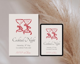 Cocktail Night Invitation: Girls Night, Birthday Drinks (Digital Download)