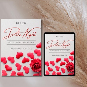 Date Night Einladung, Valentinstag Einladung, Date Night Digital Invite, anpassbare digitale Einladung, Paare Date Night Vorlage