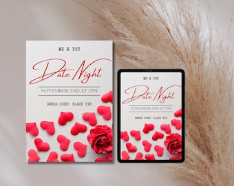 Valentine's Day Date Night Invitation: Customizable Digital Invite (5x7 inch) (PDF)