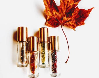 Choose 4 EARTHY Vibes Perfume Oils / 10ml / Gemstone Infused / Roll on