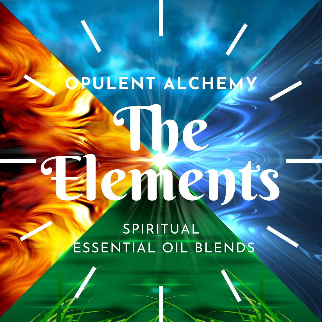 The 4 ELEMENT Oils 10ml / 4 Crystal Infused Element Essential Oil Blends / Air / Earth / Fire