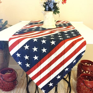 American Table Runner, Red White and Blue Patriotic Table Runner, 4th of July Table Runner, Stars and Stripes USA Flag, Independence Day.