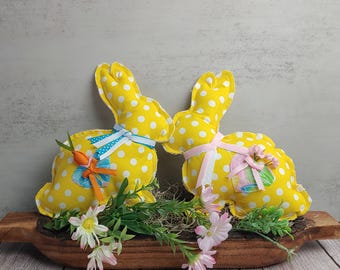 Handmade Fabric Easter Bunnies: Spring Tiered Tray Decor