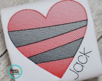 Heart Valentine sketch tee | Boys Valentine Heart shirt | Personalized heart embroidery | Custom made Valentine t shirt | Baby Bodysuit